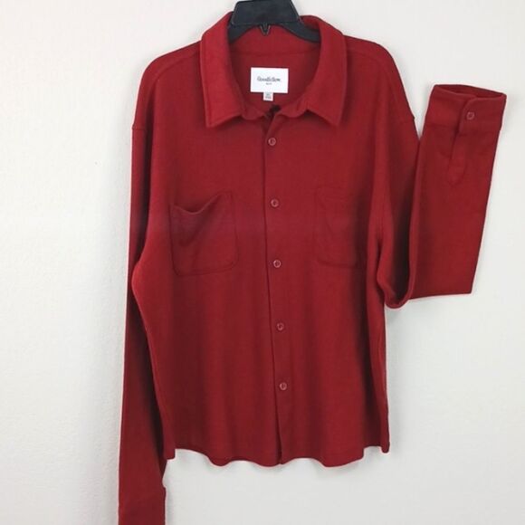Good fellow & Co. Men's  knit button-down dark red normcore long-sleeve shirt XL - Picture 2 of 9